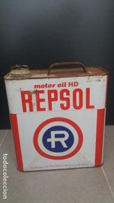 Cajas y cajitas metálicas: Antigua lata de aceite de motor de 5 litros Repsol para coche seat